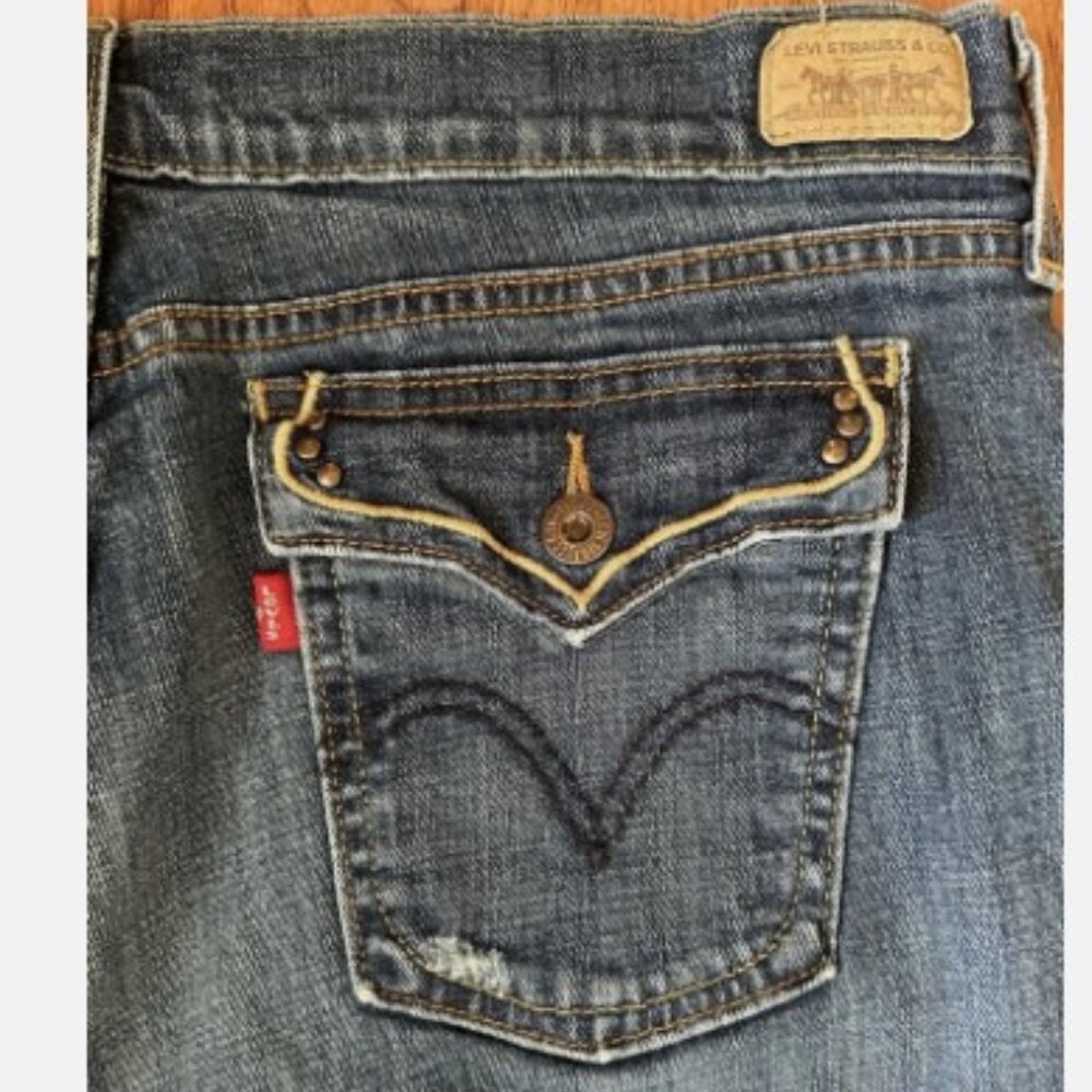 Levi's 515 Bootcut Jeans Women's Size 16 Long & Curvy Western Denim Embroidered - Picture 14 of 14